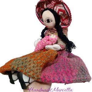 Peruvian doll, handmade doll, Decorative doll, woven doll, Handmade Doll, Cusco doll, Peruvian doll embroidered eyes, loom doll, Doll dresse