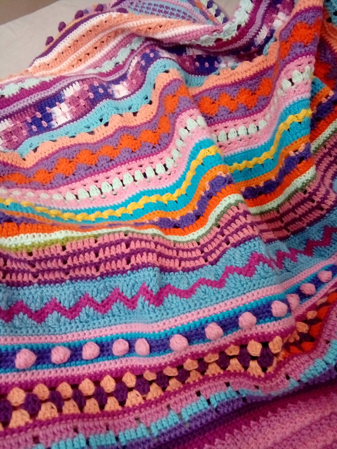 Crochet Blanket, Autumn Crochet Blanket, Blanket, Crochet Blanket, Handmade Cotton Blanket