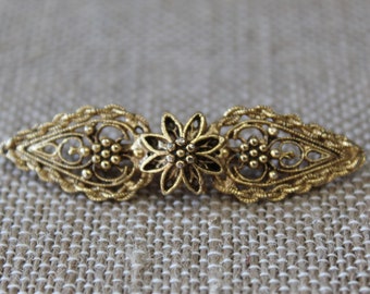 ヴィンテージ シルバー 渦巻き 葉 ブローチ ピン 素敵なサイズ レトロ