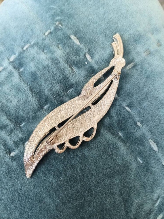 1950s Feather or Leaf silver brooch pin beautiful… - image 6