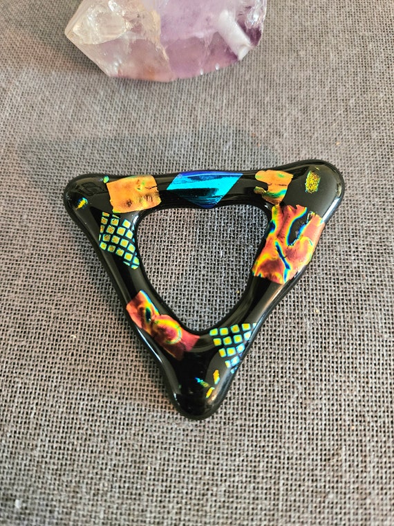 Vintage 1980's Geometric dichroic glass triangle b