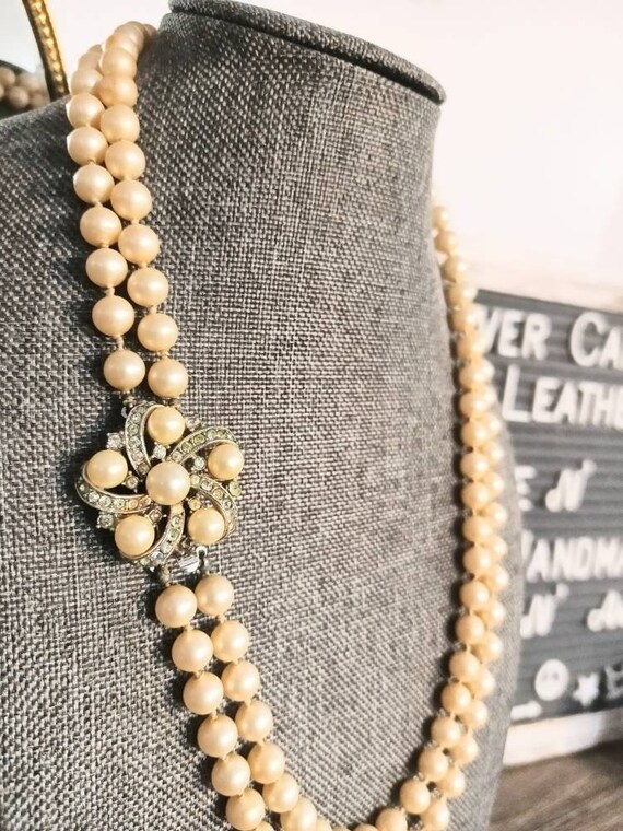 1950s pearl with stones necklace classic retro vin