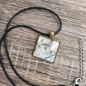 Vintage Wilbur Pig Charlotte&#39;s Web childrens book page necklace OOAK brass cord cabochon