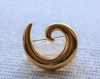 Vintage 1980's gouden swirl broche revers pin Lovely!