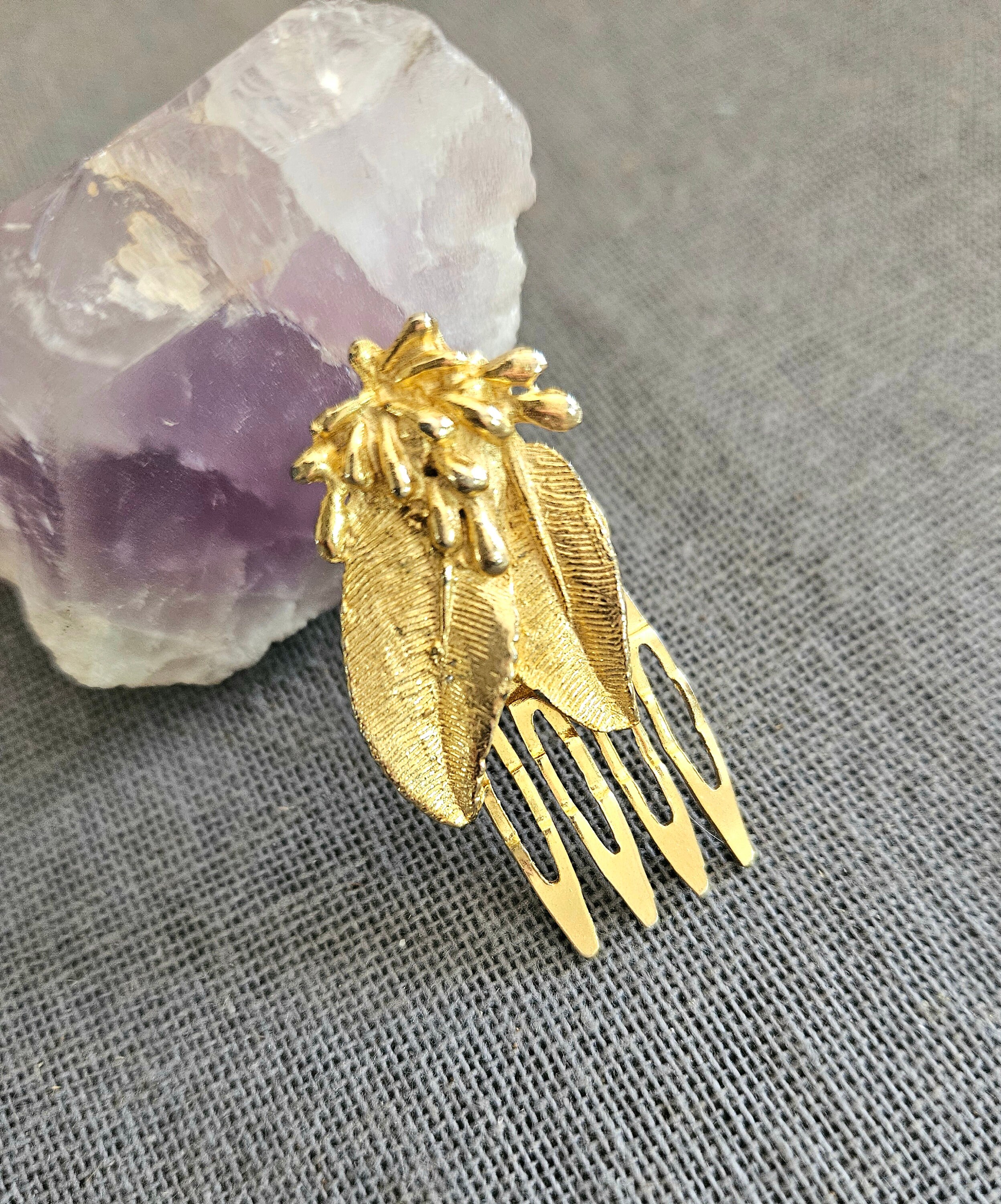 Broche Vintage Années 1950 En Métal Doré - Occasion, Sans Marque