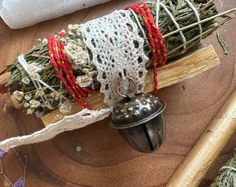 Cedar 3-4" Selenite and Palo Santo Holiday Bundle Yule Gift