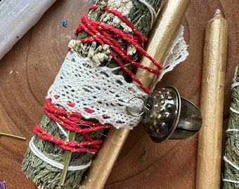 Cedar 3-4" Selenite and Palo Santo Holiday Bundle Yule Gift