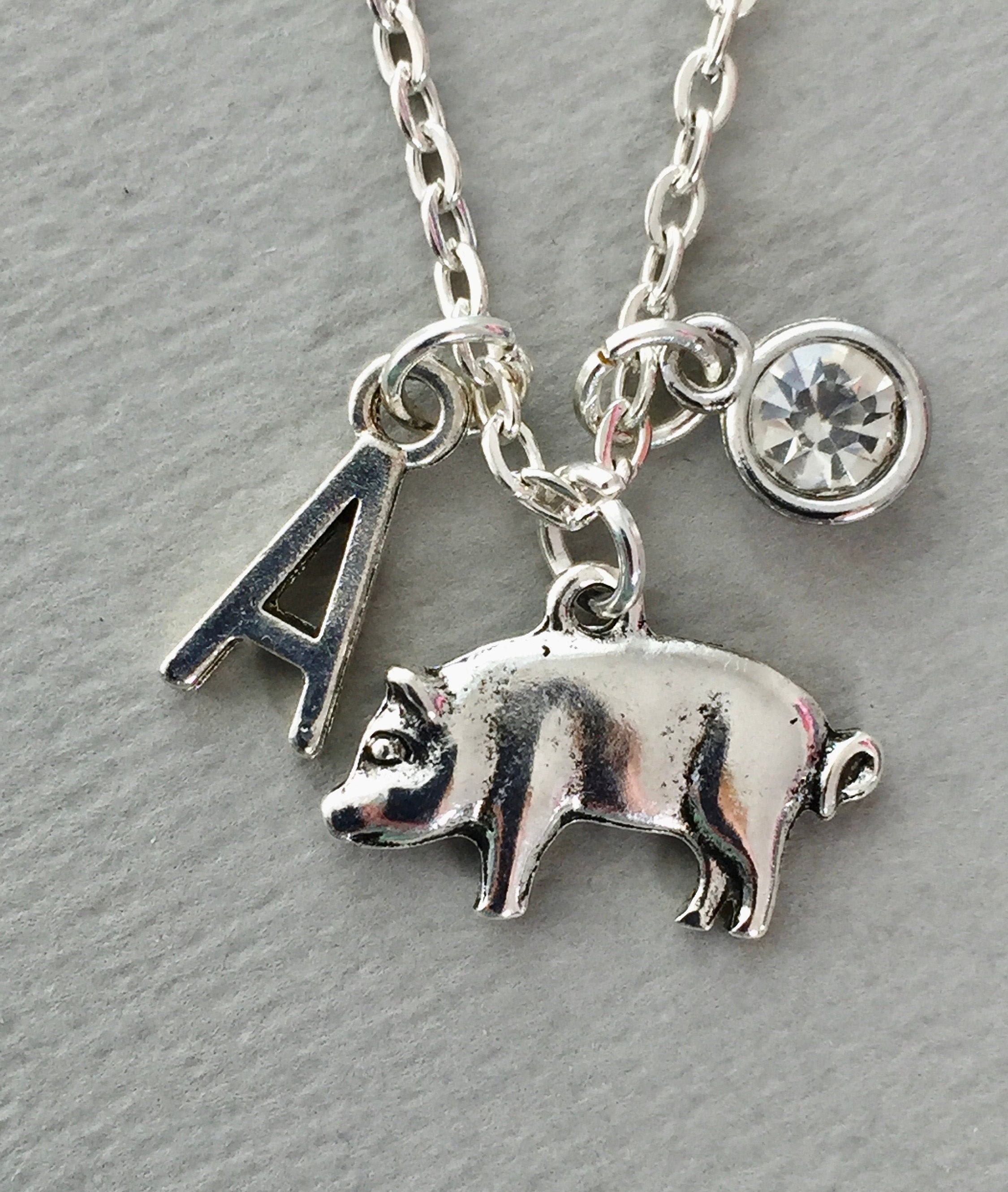 Pig Necklace Silver Pig Charm Pig Collector Gift Pig Lover Etsy UK