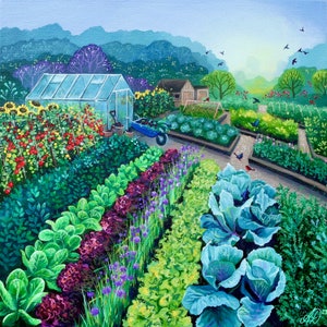 Allotments Cotswold Countryside Landscape Signed Open Edition Giclee Fine Art Print