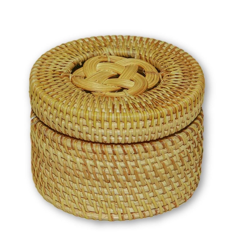 Round Bamboo Storage Box With Lid Etsy