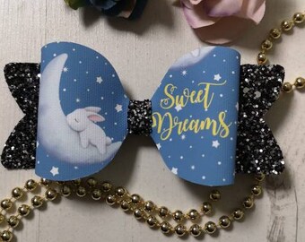 Sweet dreams glitter bow Bridesmaid gift birthday gift hair accessories sparkly hair bow gift for girls Party bow Christening gift