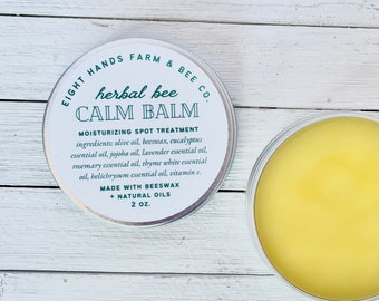 Herbal Bee Calm Balm, Balm, Hand Balm, Foot Balm, Natural Herbal Balm, Skincare, Natural Skincare, Skincare Gifts, Beeswax Balm, Spot Balm