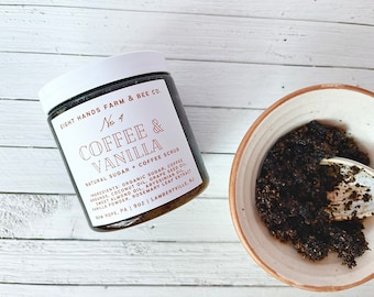 Coffee & Vanilla natural body scrub, sugar scrub, body scrub, lavender scrub, lavender rosemary scrub, natural skincare, coffee scrub