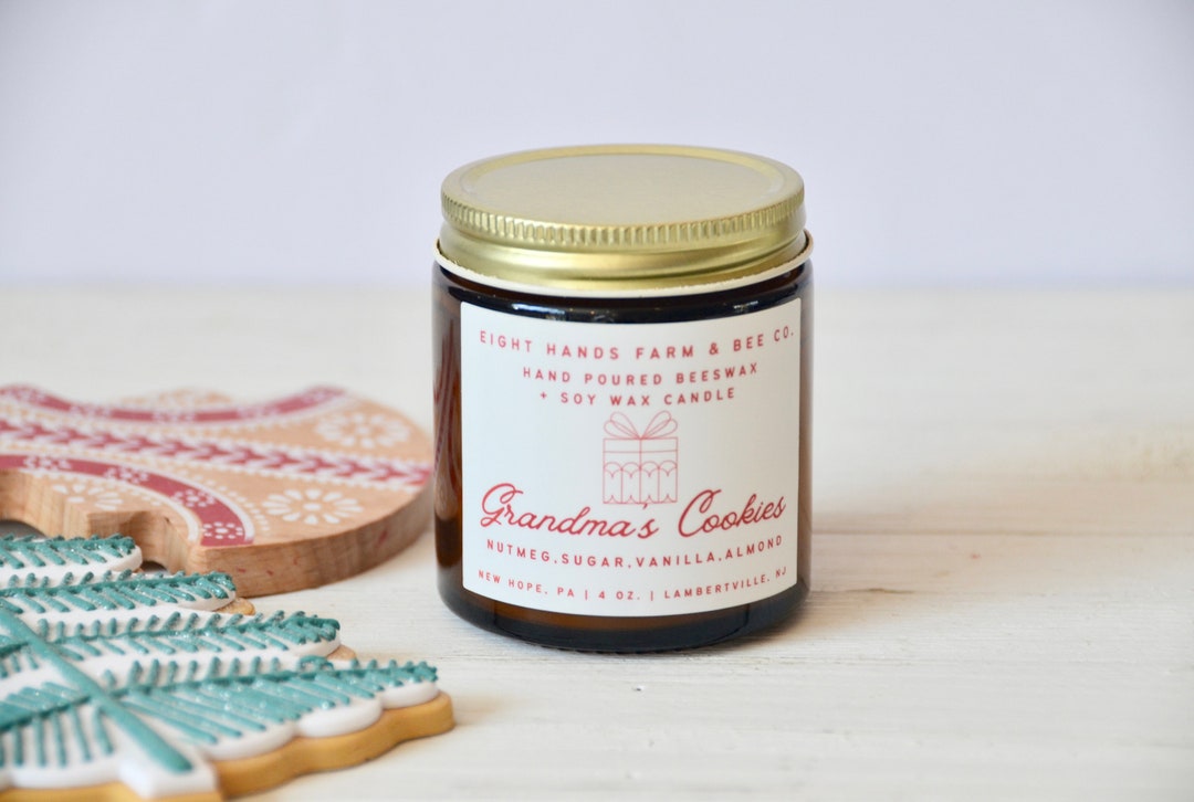 4 Oz Grandma's Cookies Soy Candle Beeswax Candle Non Etsy