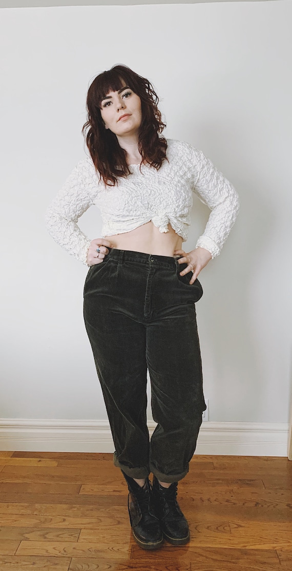 Vintage Corduroy Pants / 70s corduroy / Pleated Tr
