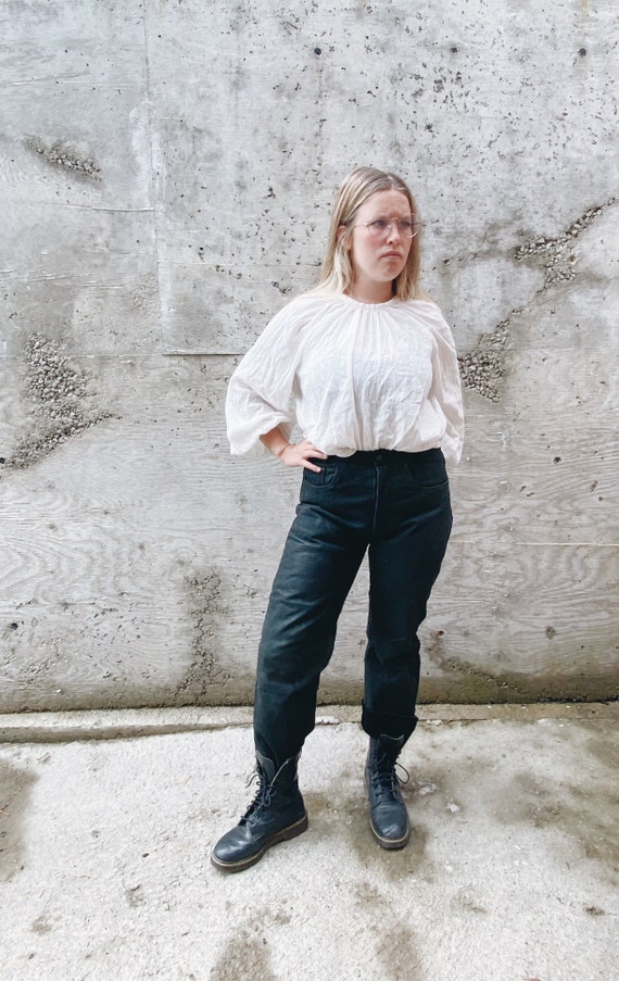 Vintage Leather Pants / Black Leather Pants / High