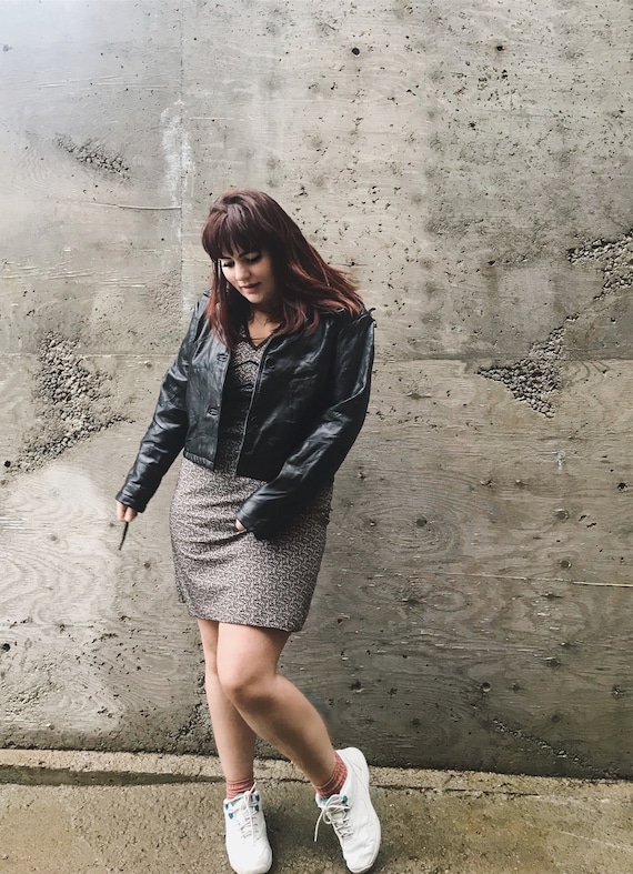 Vintage Leather Jacket / Cropped Leather Jacket /