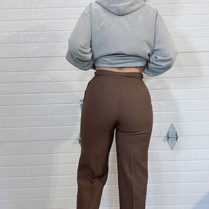 Vintage Trousers / High Waisted Trousers / Pinstriped Trousers / Brown / Wide Leg / Streetwear Pants / image 4