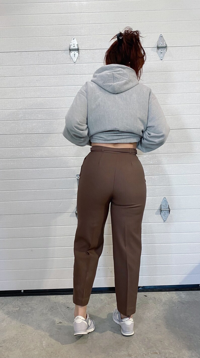 Vintage Trousers / High Waisted Trousers / Pinstriped Trousers / Brown / Wide Leg / Streetwear Pants / image 4