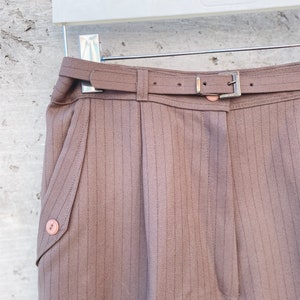 Vintage Trousers / High Waisted Trousers / Pinstriped Trousers / Brown / Wide Leg / Streetwear Pants / image 7