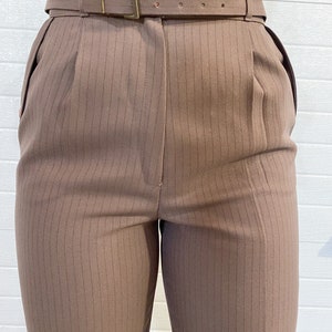 Vintage Trousers / High Waisted Trousers / Pinstriped Trousers / Brown / Wide Leg / Streetwear Pants / image 5