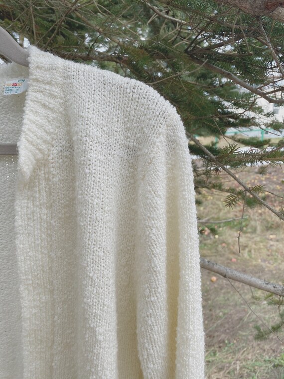 Vintage Slouchy Cardigan / Knit Sweater / Cream S… - image 4