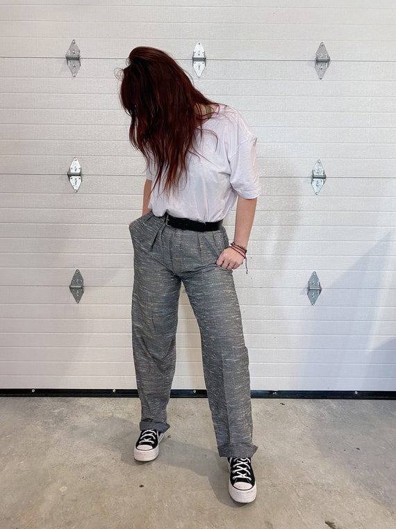 Vintage Tweed Trousers / High Rise Trousers / Gre… - image 3