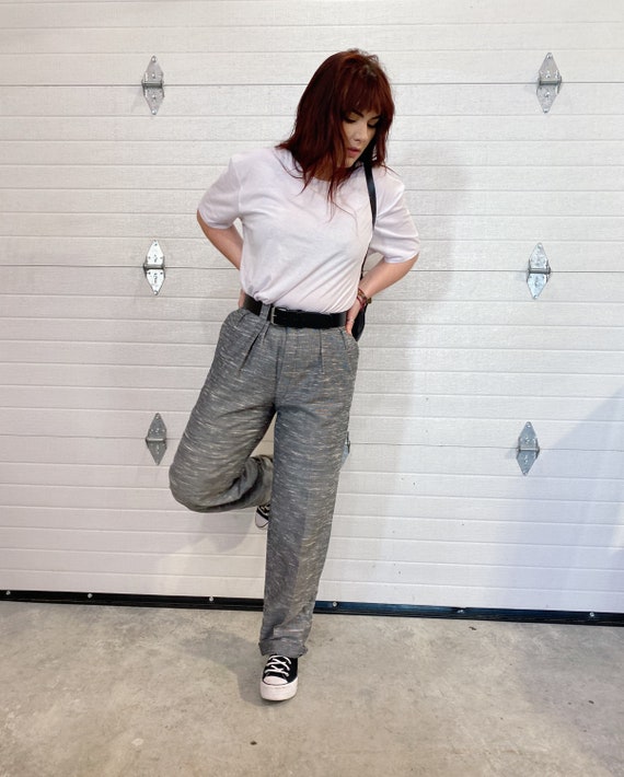 Vintage Tweed Trousers / High Rise Trousers / Gre… - image 2