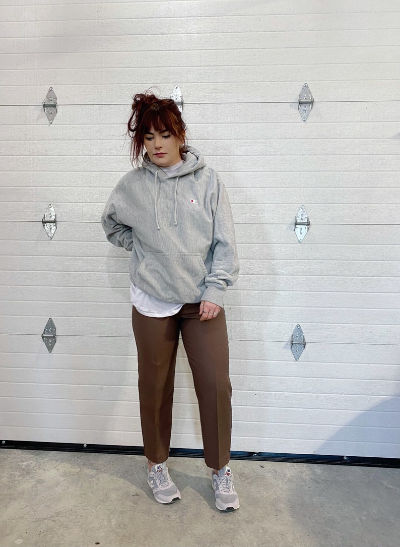 Vintage Trousers / High Waisted Trousers / Pinstriped Trousers / Brown / Wide Leg / Streetwear Pants / image 3
