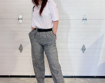 Vintage Tweed Trousers / High Rise Trousers / Grey Tweed Trousers / Vintage Trousers / Straight Leg Trouser /  Boyfriend Trousers / 90s / 12