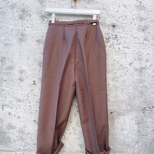 Vintage Trousers / High Waisted Trousers / Pinstriped Trousers / Brown / Wide Leg / Streetwear Pants / image 8