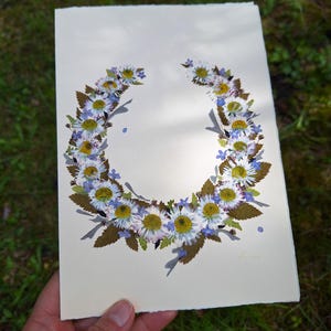 A Flower Wreath of REAL Pressed Flowers, Pressed Flower Artwork, Handmade Gift, Birthday Card, Unique Botanical Design, Gift, Wedding Card