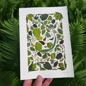 Een botanische kaart met authentieke geperste bloemen, herbarium, geperste bloemkunstwerk, handgemaakte kaart, persoonlijk cadeau, uniek bloemdessin, cadeau