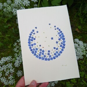 Biglietto di auguri di compleanno con fiori pressati VERI, biglietto di auguri per matrimonio, arte con fiori pressati, regalo fatto a mano, arte botanica, design botanico unico, regalo