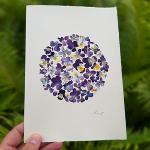 Pressed Flower Birthday Card: Handmade Botanical Art on Handmade Paper