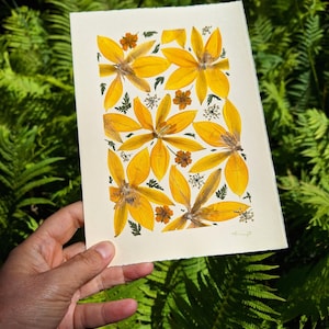 Pressed Flower Greeting Card: Handmade Botanical Art, Wild Tulip Design