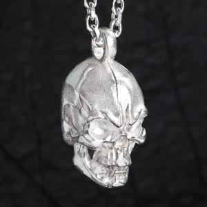 Herren Silber Schädel Anhänger Halskette, oxidiertes Silber Gothic Kabel Kette Schädel Charme Halskette für Männer, Herren Schmuck, Geschenk für ihn
