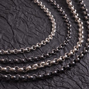 925 Sterling Silver Rolo Chain, Silver Rolo Chain Necklace, Rolo Becher Chain, Round Rolo Link Chain, 3mm, 4mm, 5mm, 6mm, 7mm
