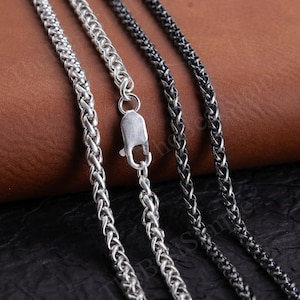 Silver Wheat Chain, Rope Chain 5mm, Braided Wheat Chain, Chunky Rope Chain, Braided Chain for Necklace, Men Women Silver Chain Necklace