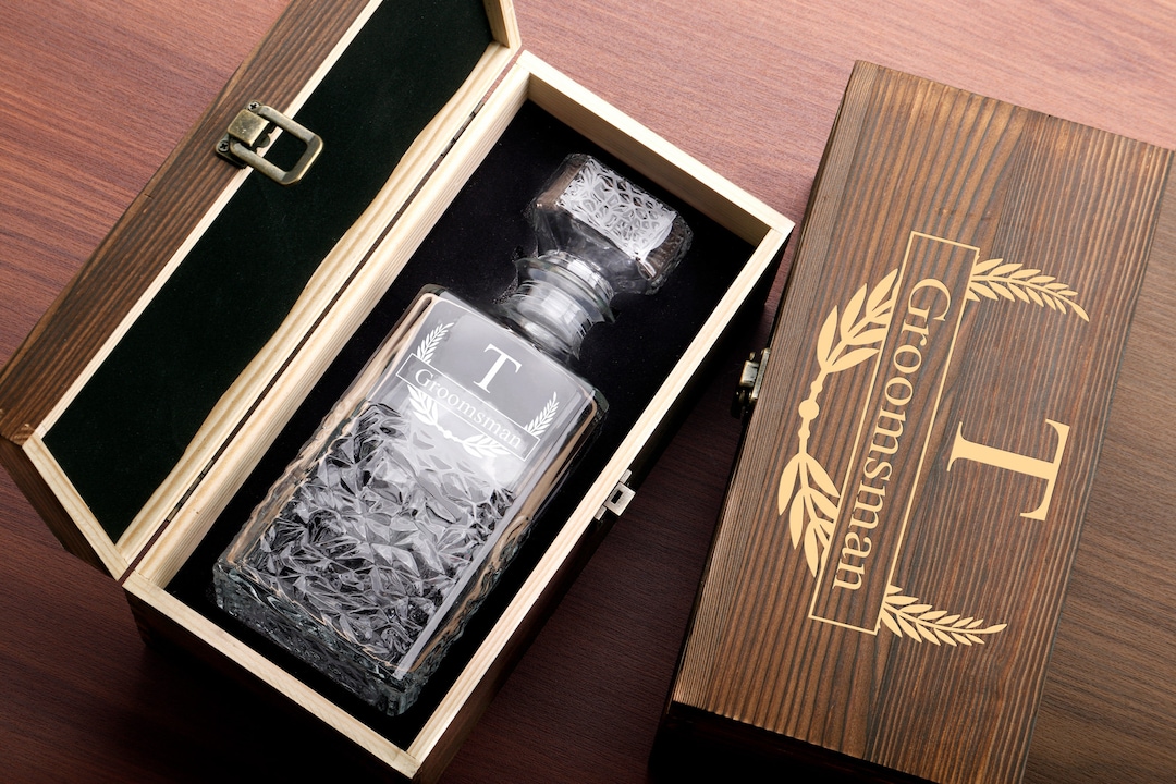 Custom Decanter, Groomsmen Gifts, Whiskey Decanter Set, Best Man Gift