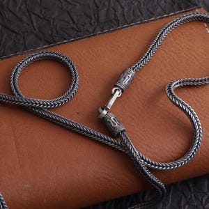 Foxtail Chain, 925 Sterling Silver Foxtail Chain Necklace, Oxidized Twist Rope Chain, Unisex Braided Necklace, Chain for Pendant