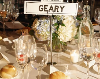 Custom San Francisco Street Sign Table Numbers ~ SF Wedding Centerpiece / Topper San Fran SFC