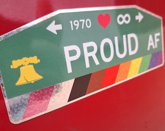 Philly + Pride = Proud Af Magnet ~ The Philadelphia Street Sign Gayborhood Rainbow lgbtq lgbtqia gay
