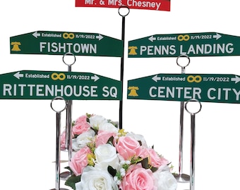 Custom Street Sign Table Toppers: Personalized Unique Wedding Centerpieces