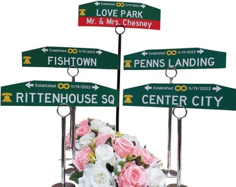 Custom Philadelphia Street Sign Table Numbers ~ Philly Wedding Centerpiece / Topper for Block Party & Events