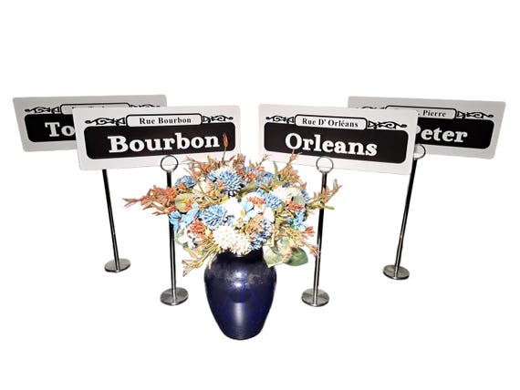 Custom New Orleans Street Sign Wedding Table Numbers: Personalized NOLA Topper Centerpieces