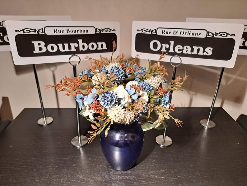 Números de mesa para bodas con letreros callejeros de Nueva Orleans personalizados: centros de mesa con adornos personalizados de NOLA imagen 5