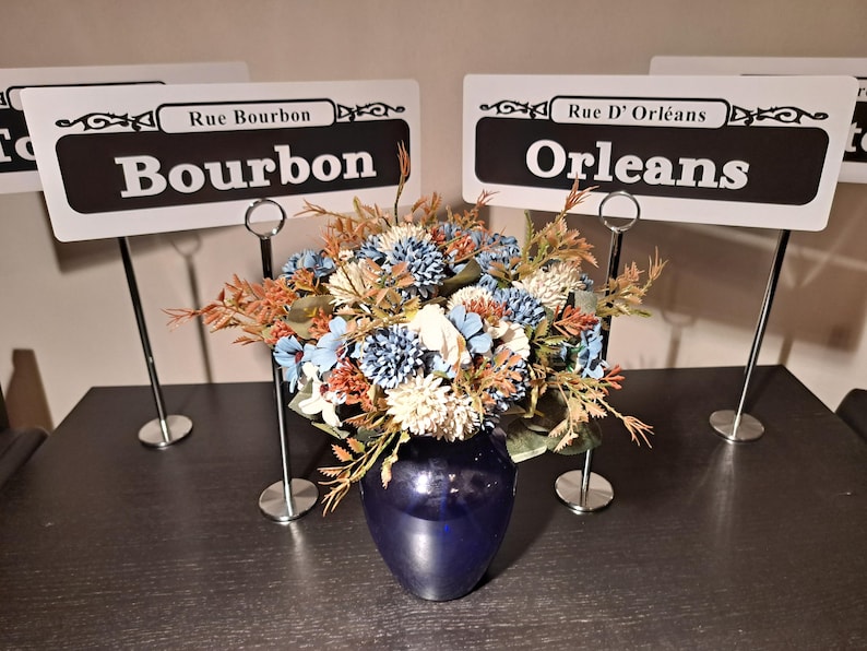 Números de mesa para bodas con letreros callejeros de Nueva Orleans personalizados: centros de mesa con adornos personalizados de NOLA imagen 4