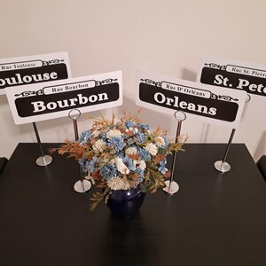 Números de mesa para bodas con letreros callejeros de Nueva Orleans personalizados: centros de mesa con adornos personalizados de NOLA imagen 8