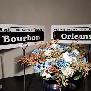 Números de mesa para bodas con letreros callejeros de Nueva Orleans personalizados: centros de mesa con adornos personalizados de NOLA imagen 10